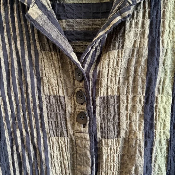 Habitat Plaid 99% Cotton Button-Down Retro Grandpacore Print (L) Boxy Lagenlook - Picture 9 of 17